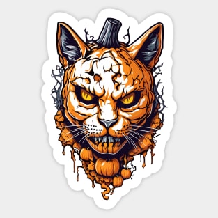 Pumpkin head Halloween cat Sticker